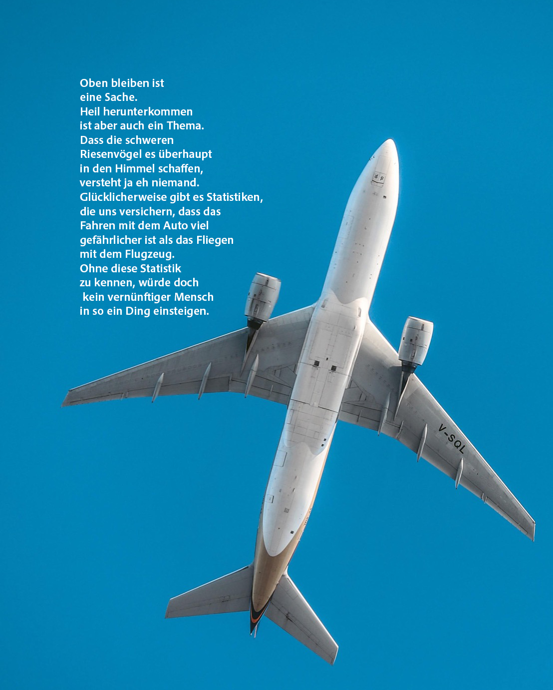 Bild von Flugzeug mit Text Grandios Zeitschrift